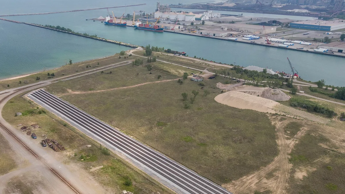 A railyard under construction.